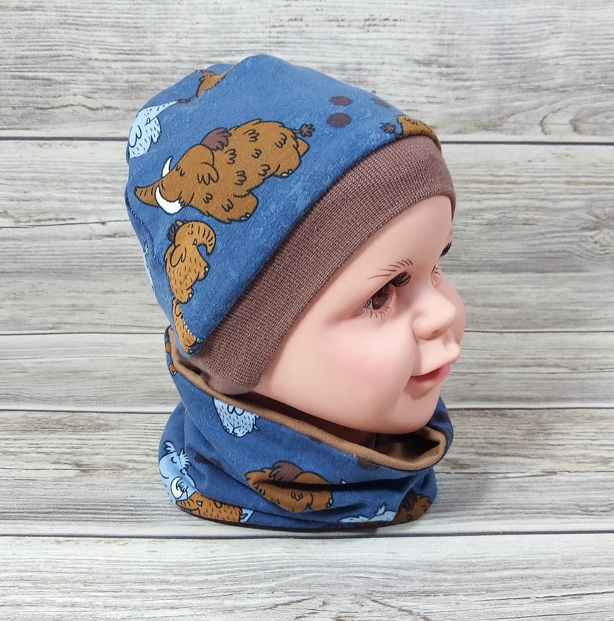 Beanie & Loop Mammut blau KU 41-45