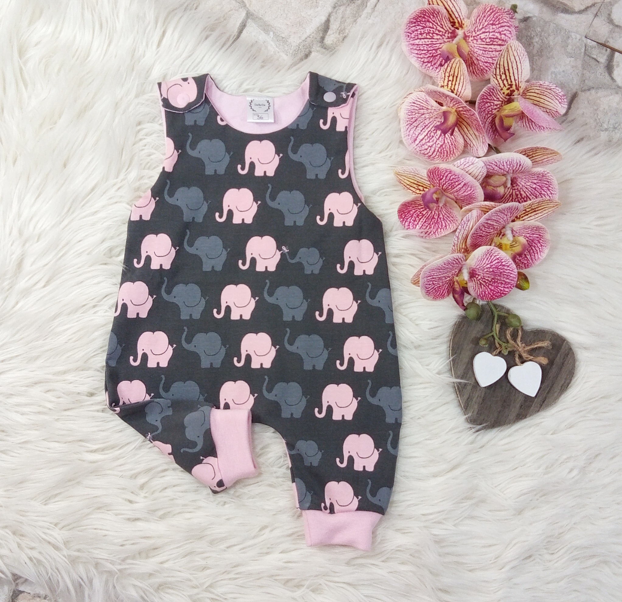 Strampler Elefantenparade Gr. 56