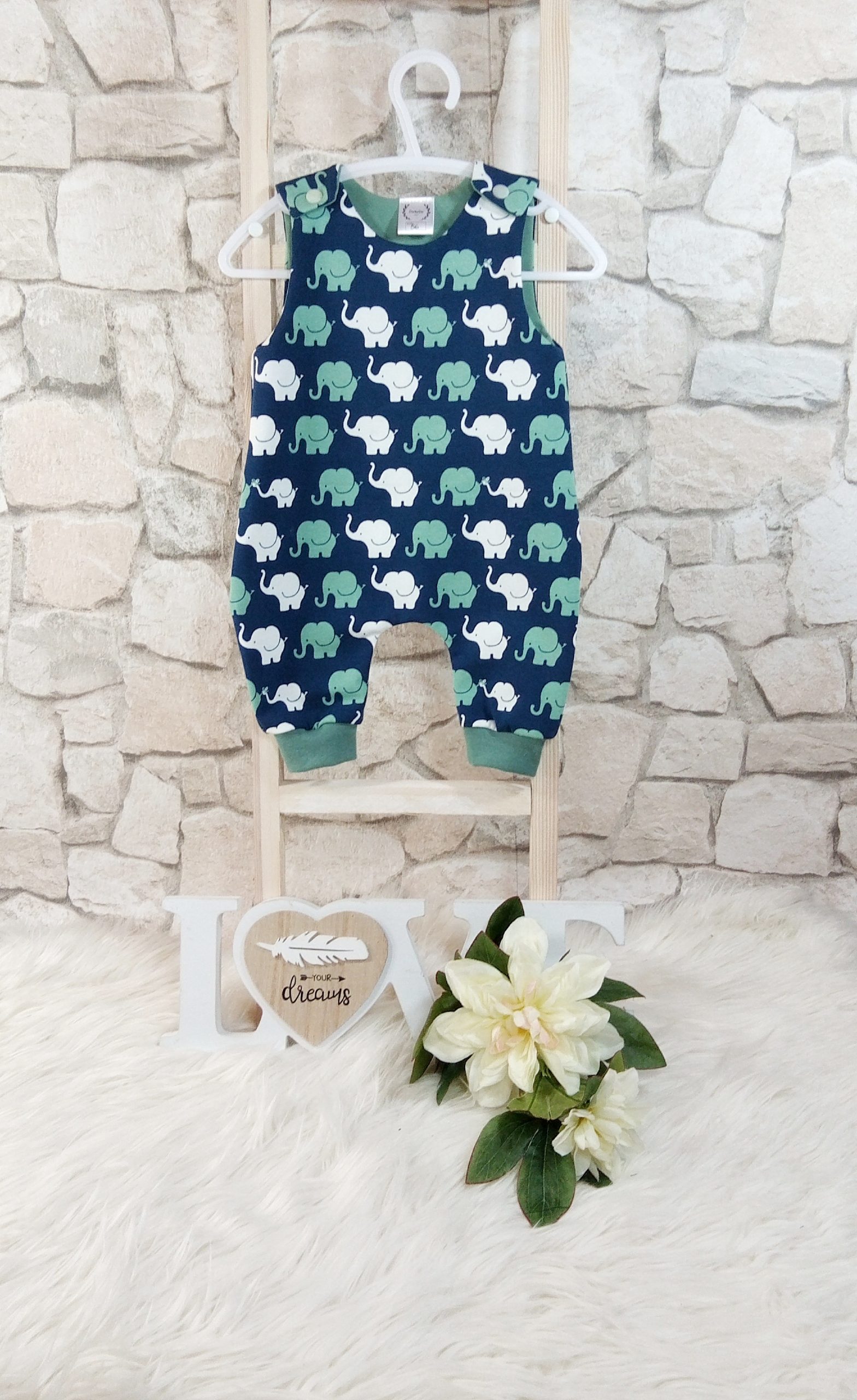 Strampler Elefantenparade Gr. 56 – Bild 3