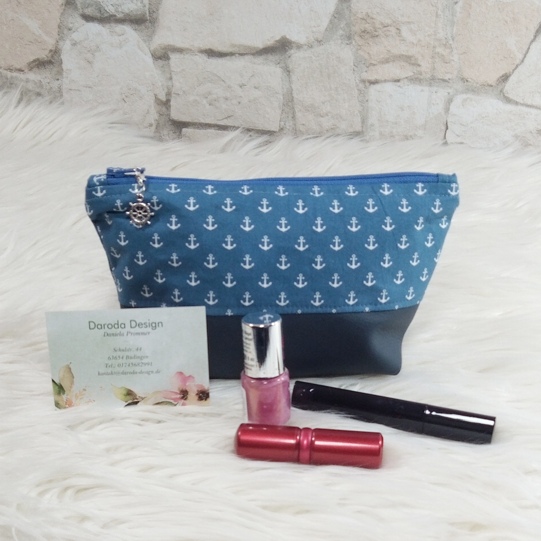 kleine Kosmetiktasche Anker – Bild 2