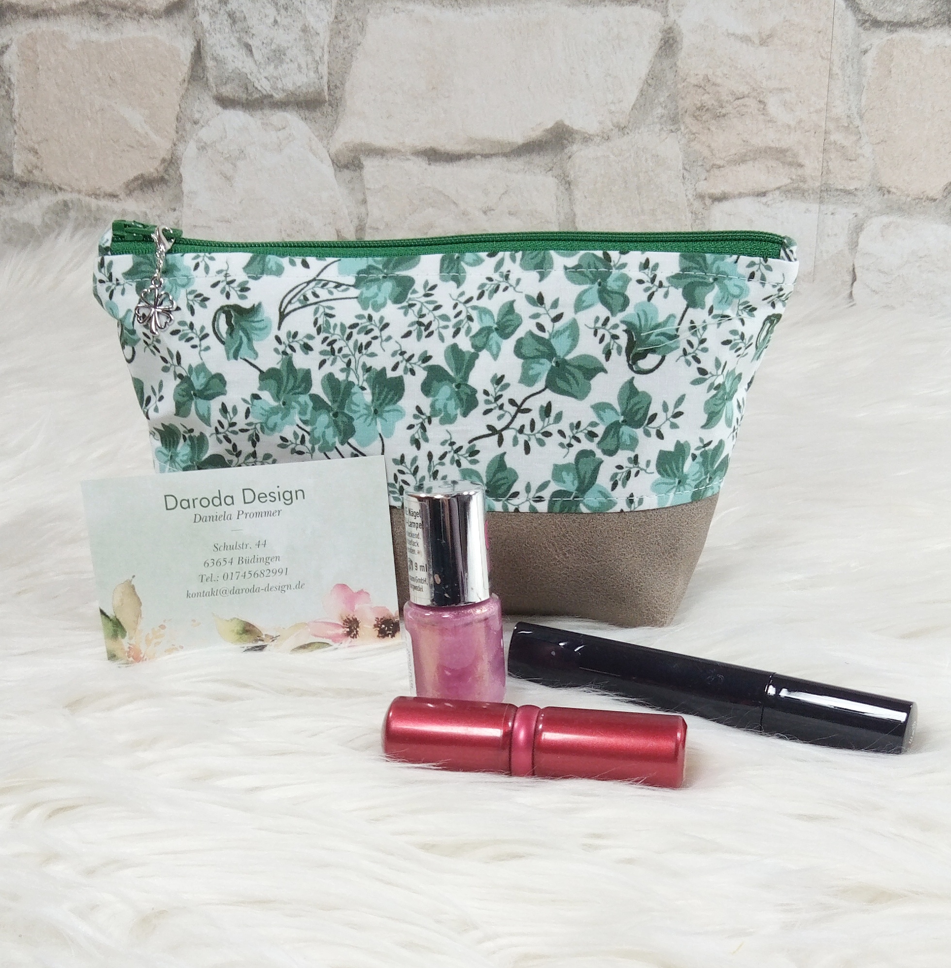 kleine Kosmetiktasche Blumen – Bild 2