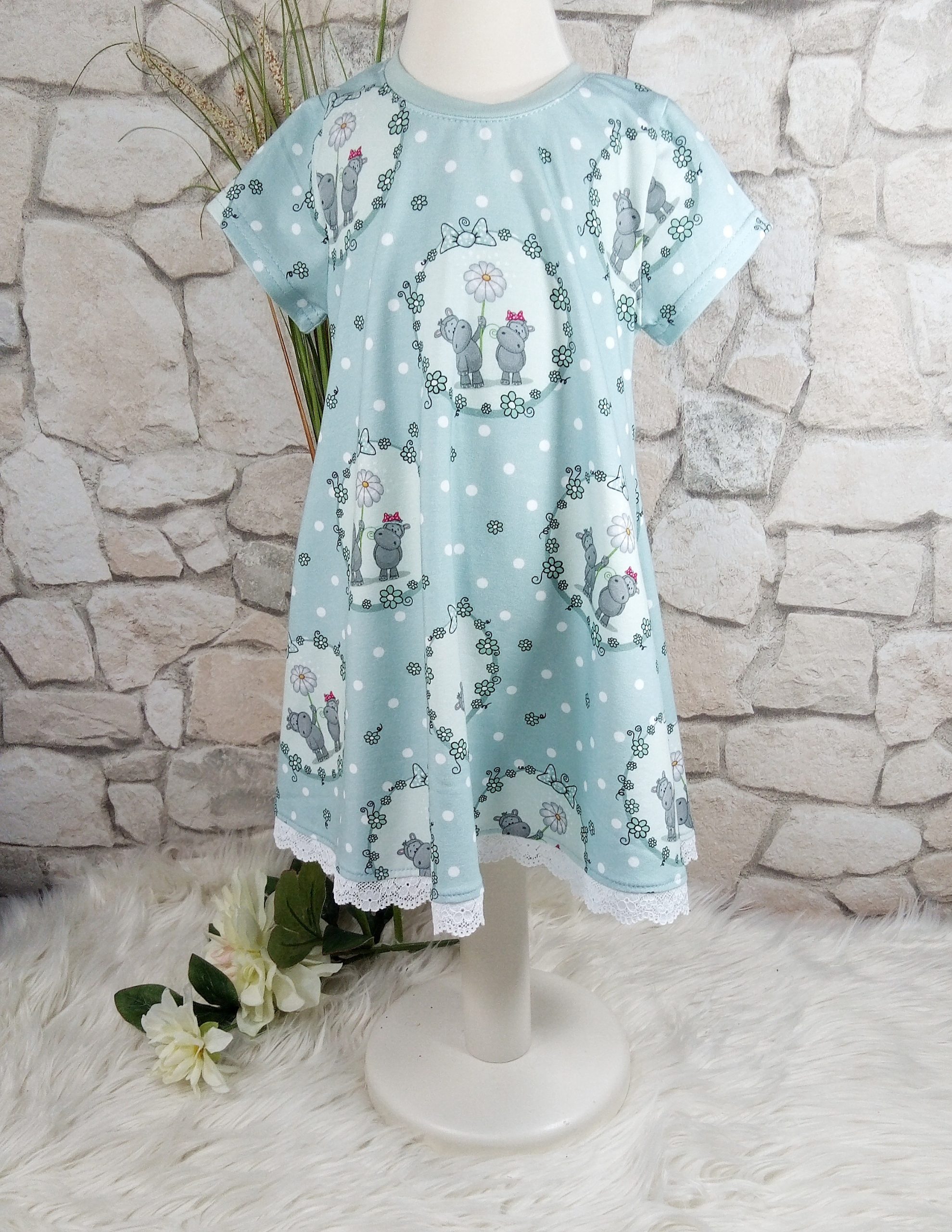 Kleid Nilpferdchen Gr. 98/104 – Bild 4